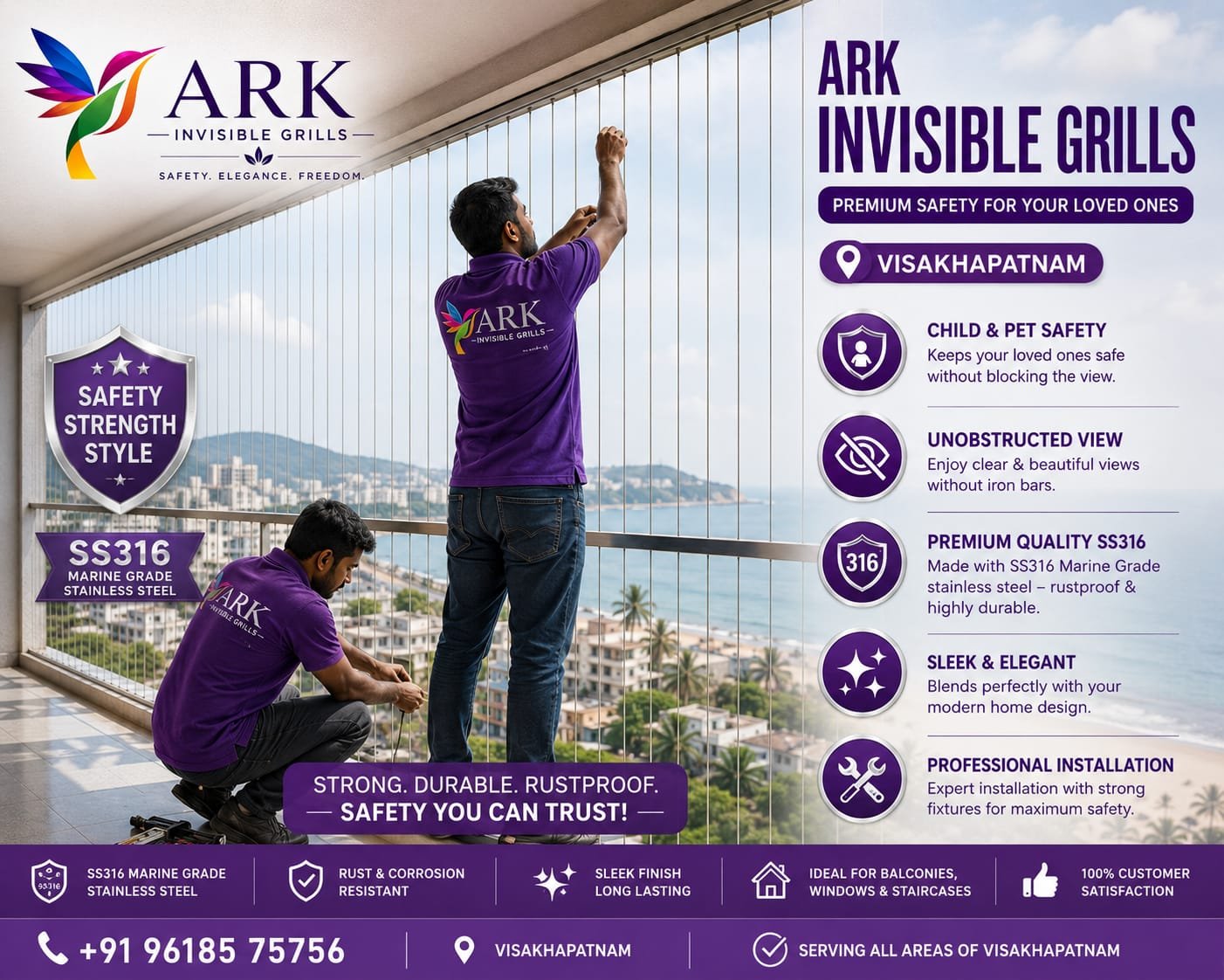 Invisible Grills Installation in Vizag