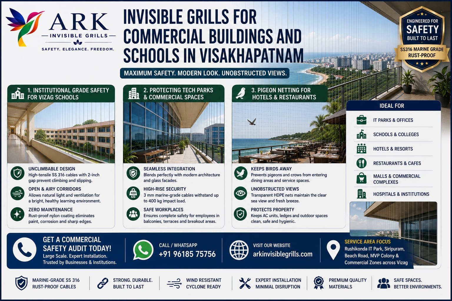 Invisible Grills for Commercial Buildings and Schools in Visakhapatnam