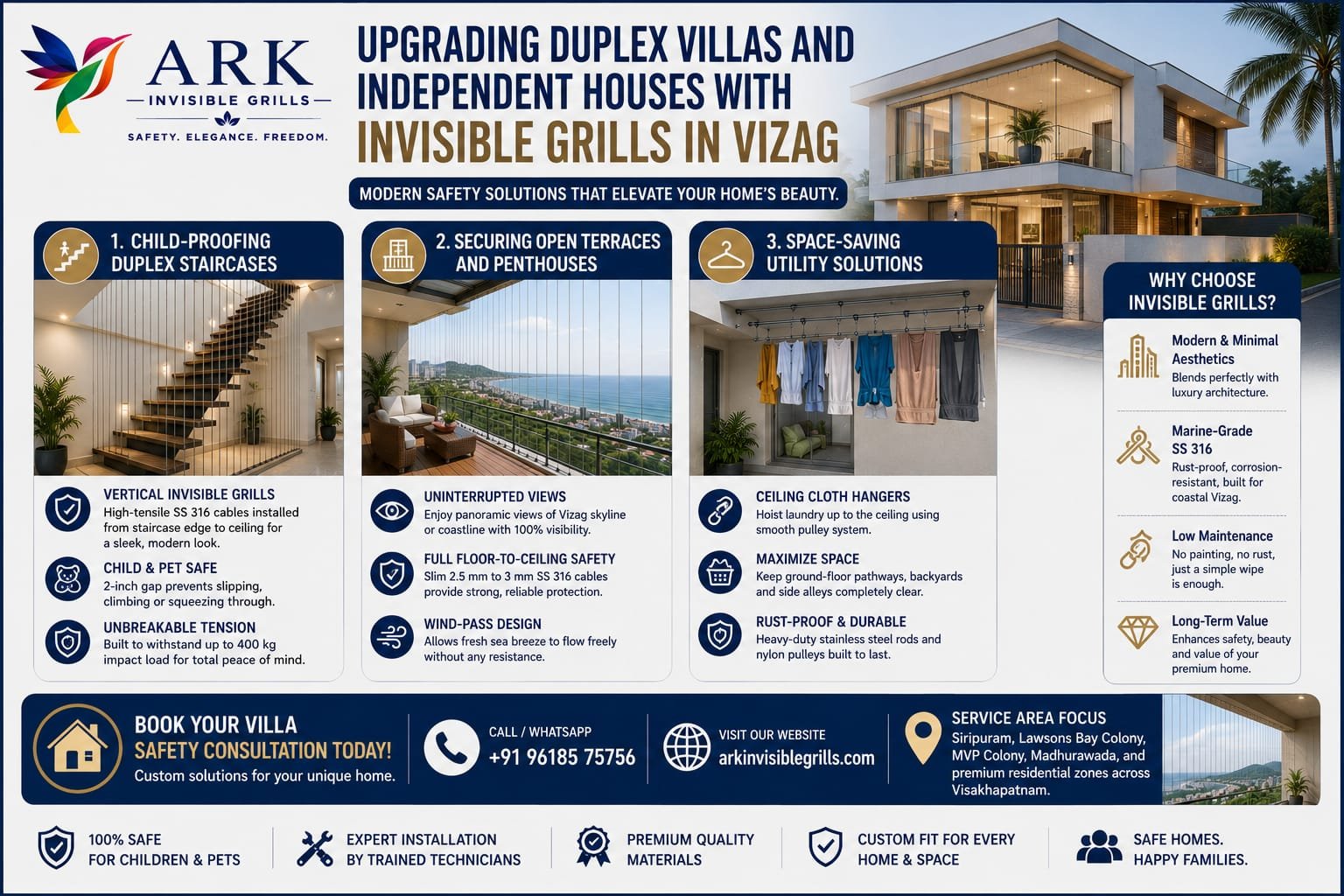 Upgrading Duplex Villas and Independent Houses with Invisible Grills in Vizag